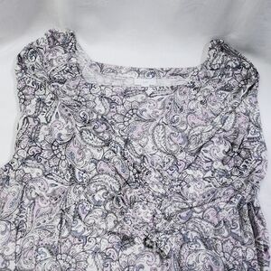 J Jill Gray/Purple Paisley Pullover Feminine Flowy Top Large